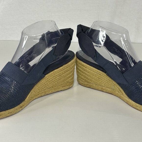 Lauren RALPH LAUREN Helma Espadrille Slingback Wedge Sandal Navy Women’s 8 B - Picture 3 of 6